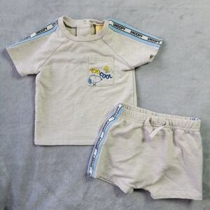 Peanuts Snoopy Too Cool Oatmeal Heather T-Shirt and Shorts Set Kids Unisex